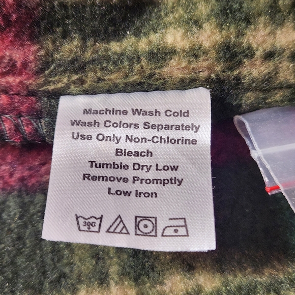 King Size Plaid 3XL Red Green Fleece Button Down Mens Shacket Vintage Barn - Picture 8 of 8